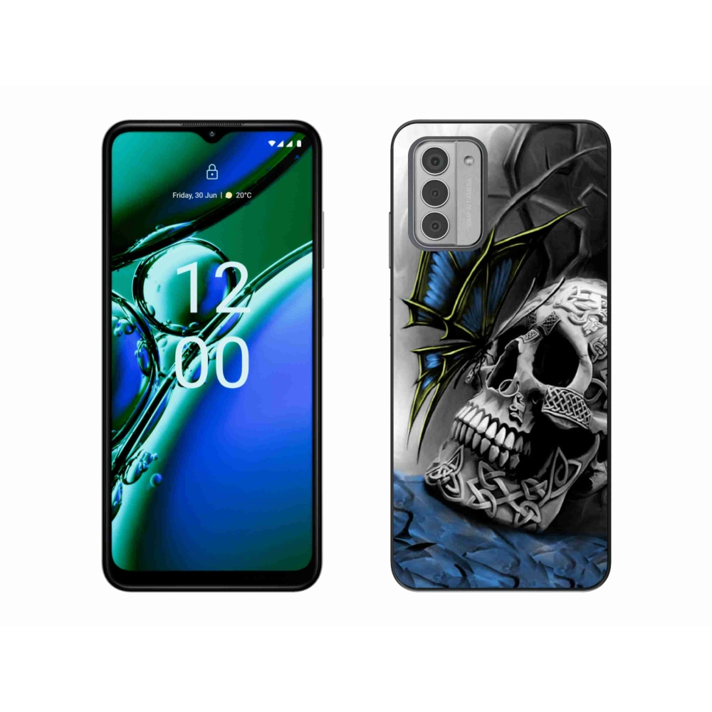 Gelový kryt mmCase na Nokia G42 - motýl a lebka