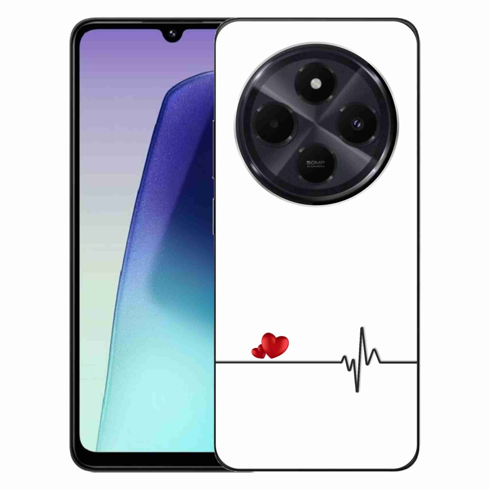 Gelový kryt mmCase na Xiaomi Redmi 14C/Poco C75 - srdce a tep bílé pozadí