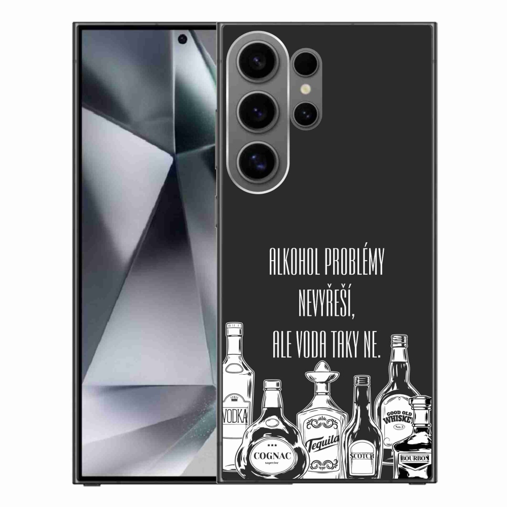 Gelový kryt mmCase na Samsung Galaxy S24 Ultra - vtipný text černé pozadí