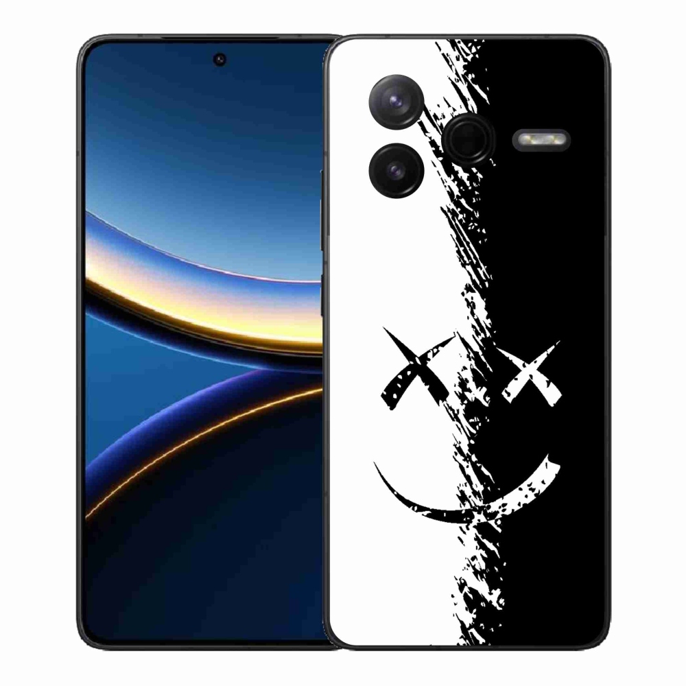 Gelový kryt mmCase na Xiaomi Poco F7 Pro - černobílý smajlík