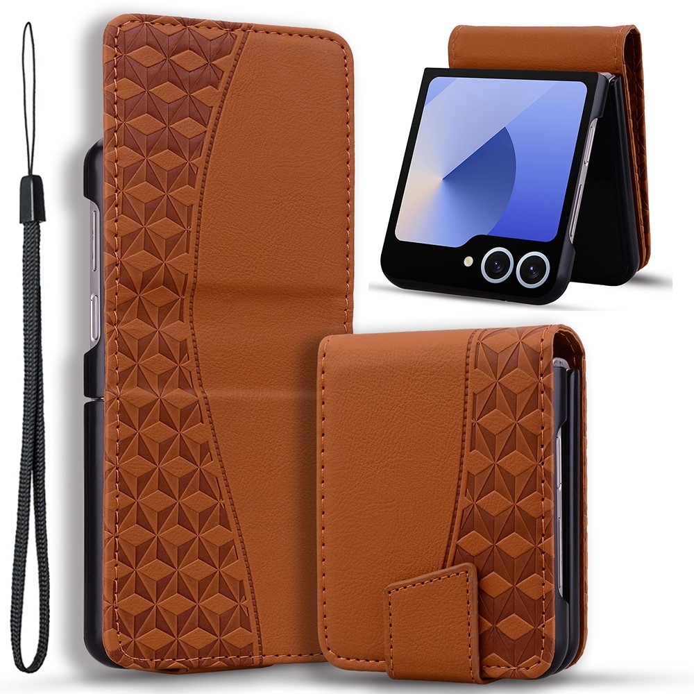 Gridy knížkové pouzdro na Samsung Galaxy Z Flip7 5G - hnědé