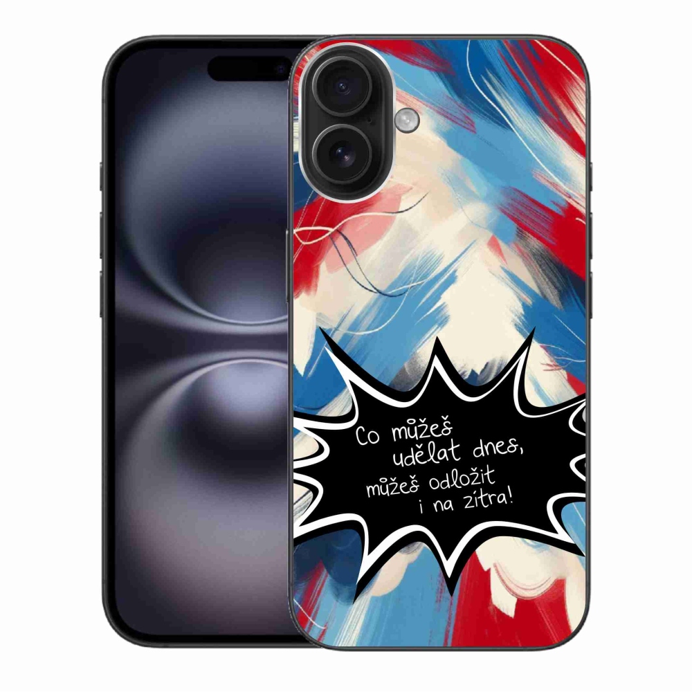 Gelový kryt mmCase na iPhone 16 Plus - vtipný text 9 černé pozadí