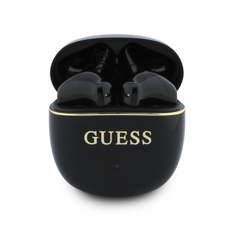 Guess Gold Line Glossy Classic Logo TWS Bezdrátová Sluchátka Black
