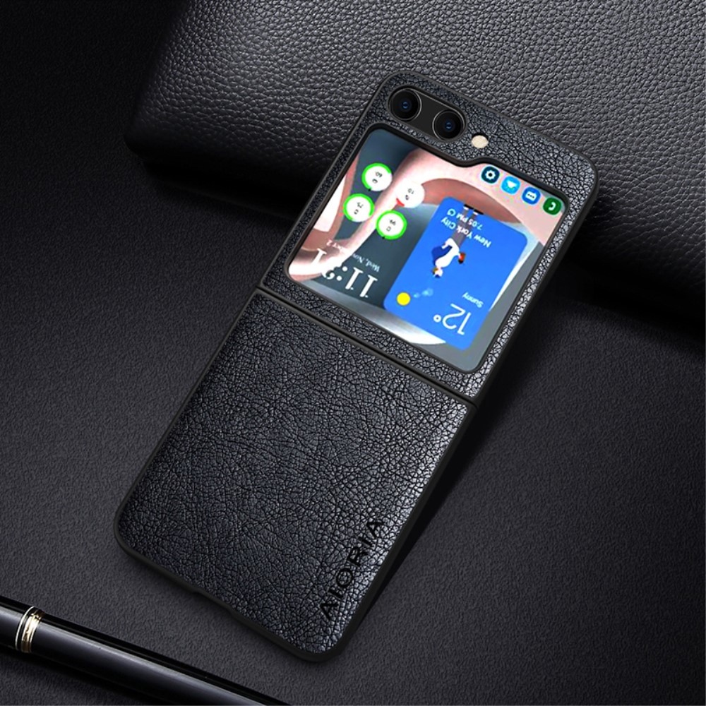 AIORIA plastový kryt s PU kůží na Samsung Galaxy Z Flip5 5G - černý