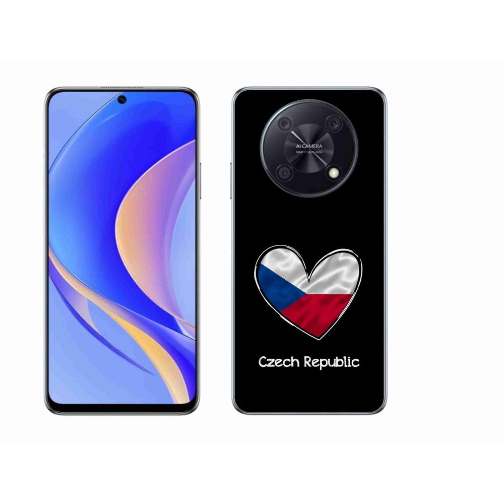 Gelový kryt mmCase na Huawei Nova Y90 - vlajka srdce černé pozadí