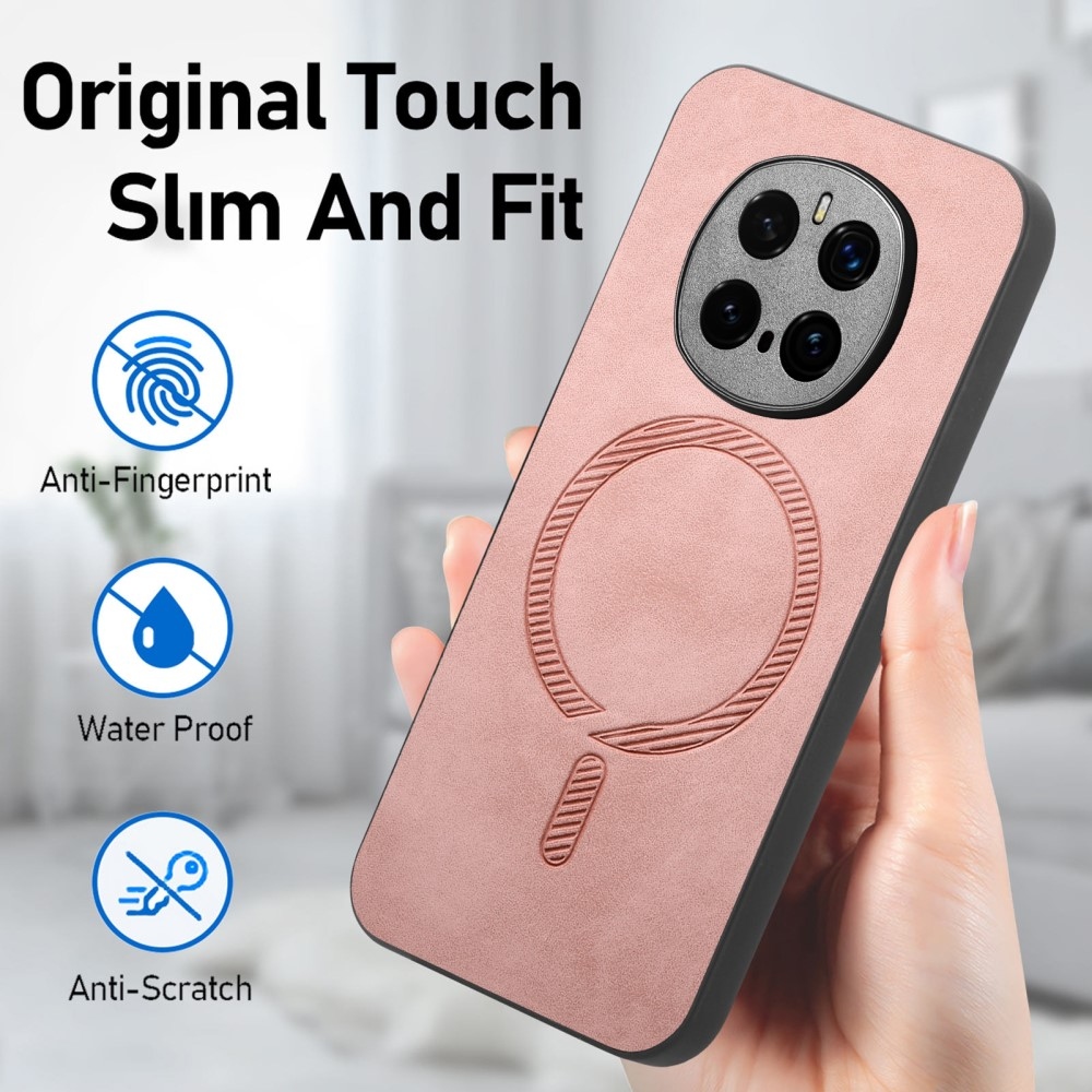Skiny gelový obal s umělou kůží a podporou MagSafe na Honor Magic 7 Pro 5G - růžový
