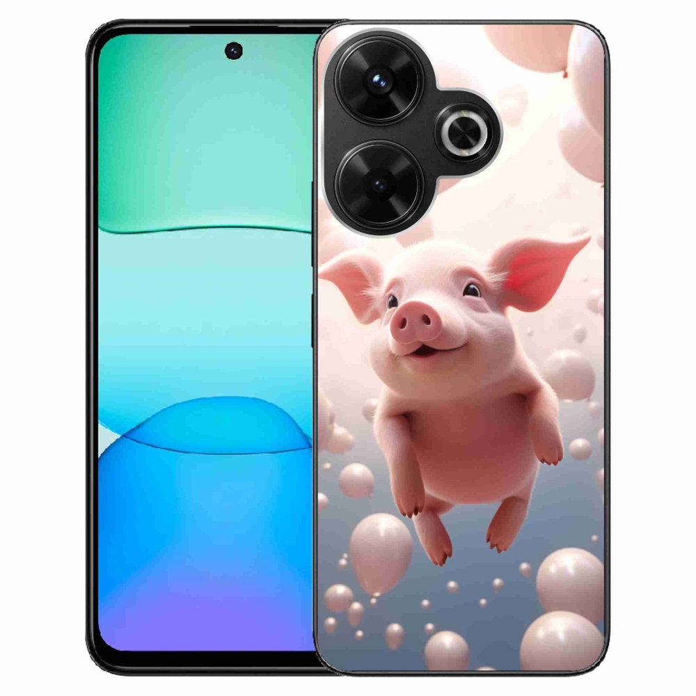 Gelový kryt mmCase na Xiaomi Redmi 13 4G/Poco M6 4G - prasátko s balónky