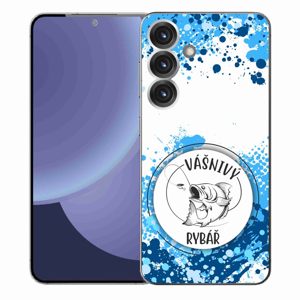 Gelový kryt mmCase na Samsung Galaxy S25+ - vášnivý rybář bílé pozadí