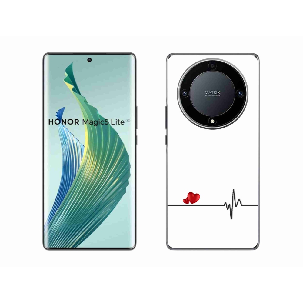 Gelový kryt mmCase na Honor Magic 5 Lite 5G - srdce a tep bílé pozadí