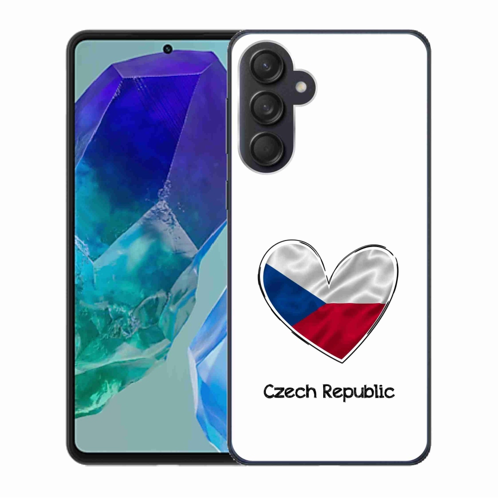 Gelový kryt mmCase na Samsung Galaxy M55 5G - vlajka srdce bílé pozadí