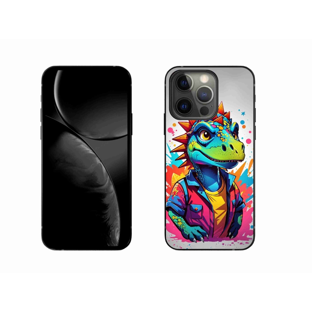Gelový kryt mmCase na iPhone 13 Pro - barevný dinosaurus