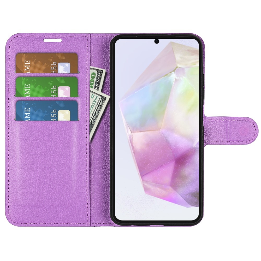 Litchi knížkové pouzdro na Samsung Galaxy A36 5G - fialové