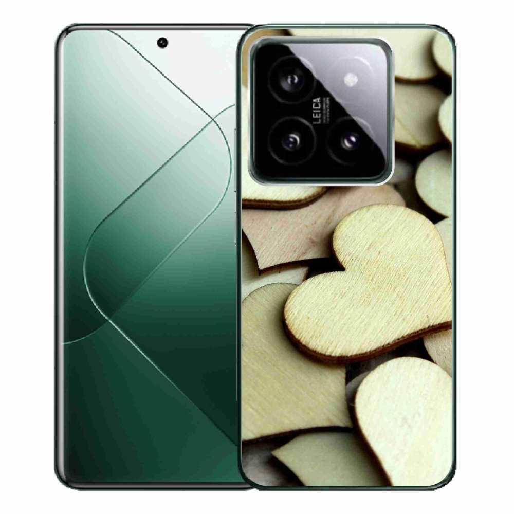 Gelový kryt mmCase na Xiaomi 14 Pro - dřevěná srdíčka