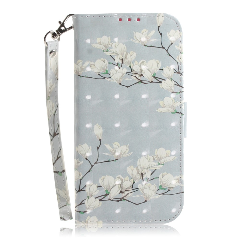 Print knížkové pouzdro na Xiaomi Redmi 12 4G/5G - bílé květy