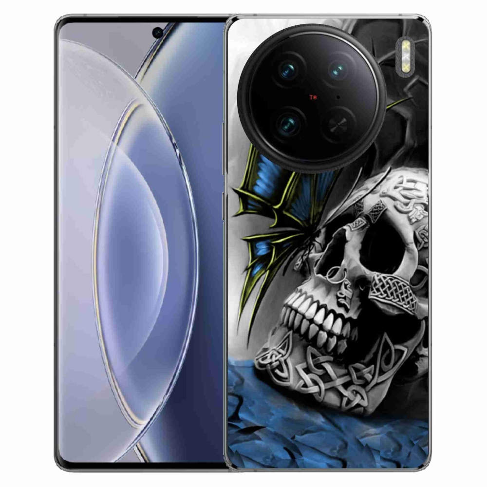 Gelový kryt mmCase na Vivo X90 Pro - motýl a lebka