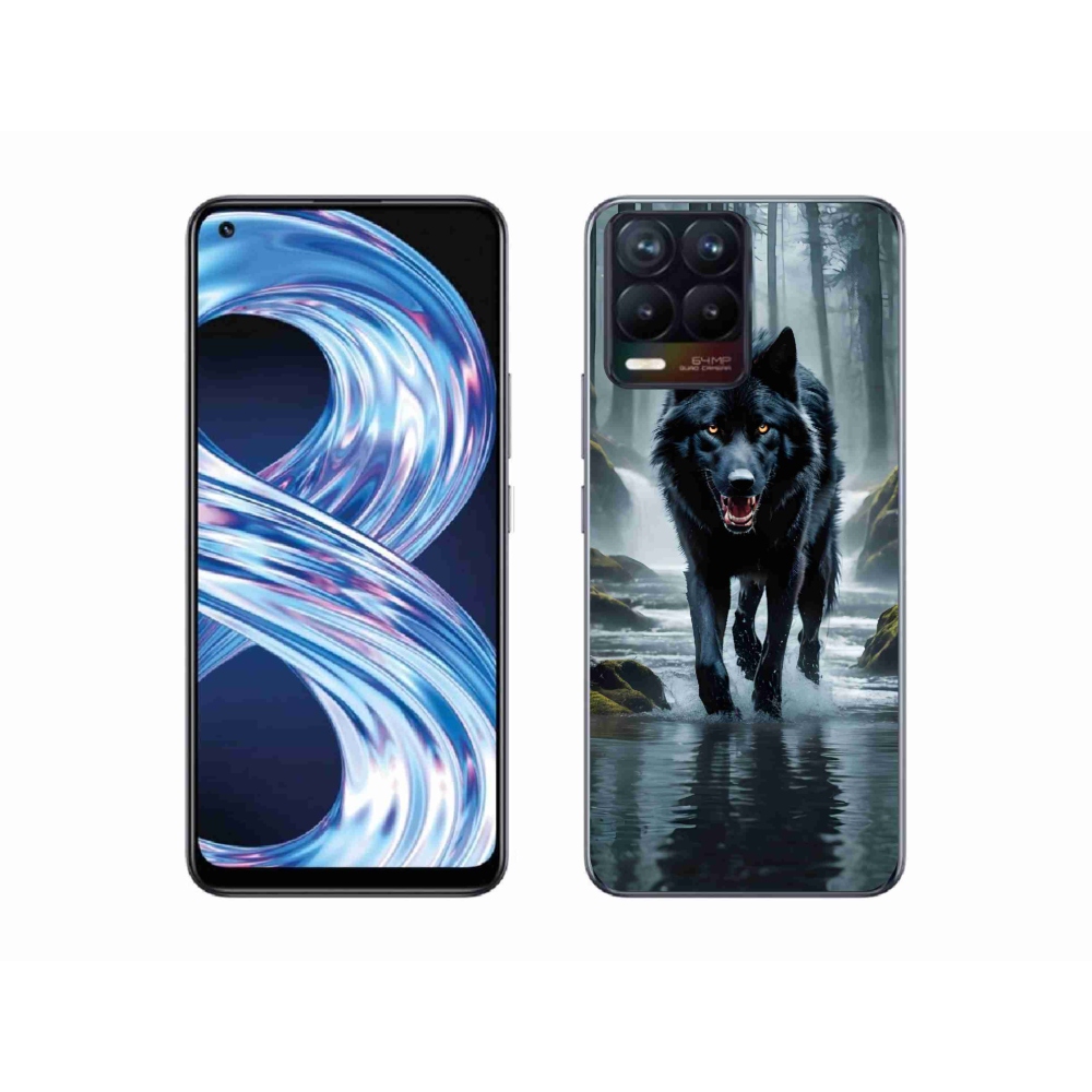 Gelový kryt mmCase na Realme 8 Pro - černý vlk