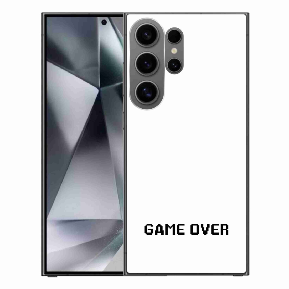 Gelový kryt mmCase na Samsung Galaxy S24 Ultra - game over bílé pozadí