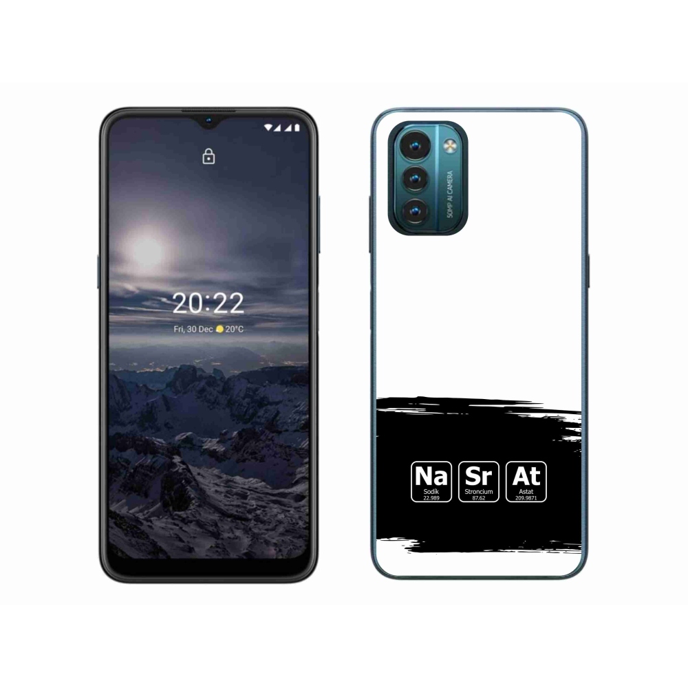 Gelový kryt mmCase na Nokia G11/G21 - chemické prvky černobílé pozadí