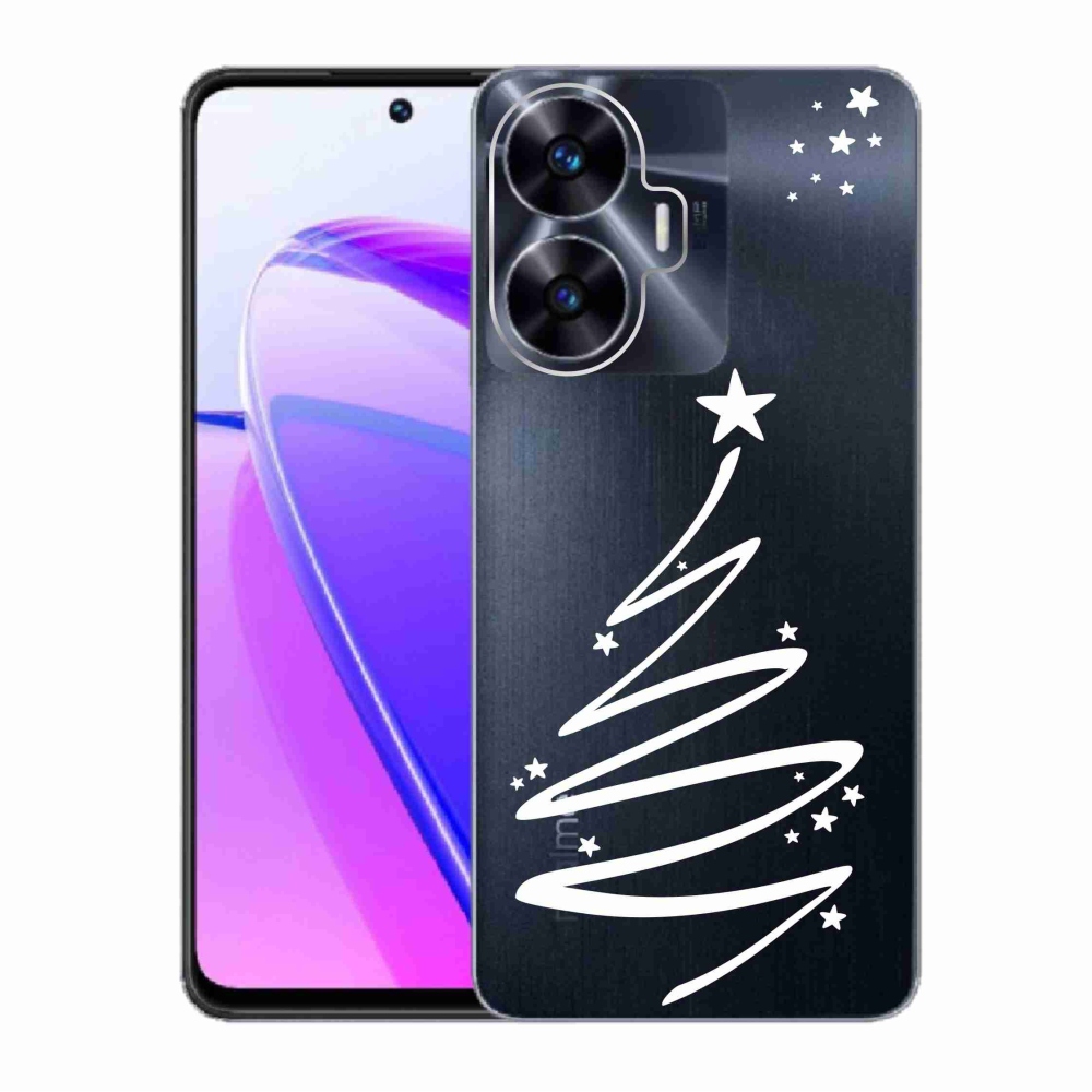 Gelový kryt mmCase na Realme C55 - bílý stromeček na průhledném pozadí