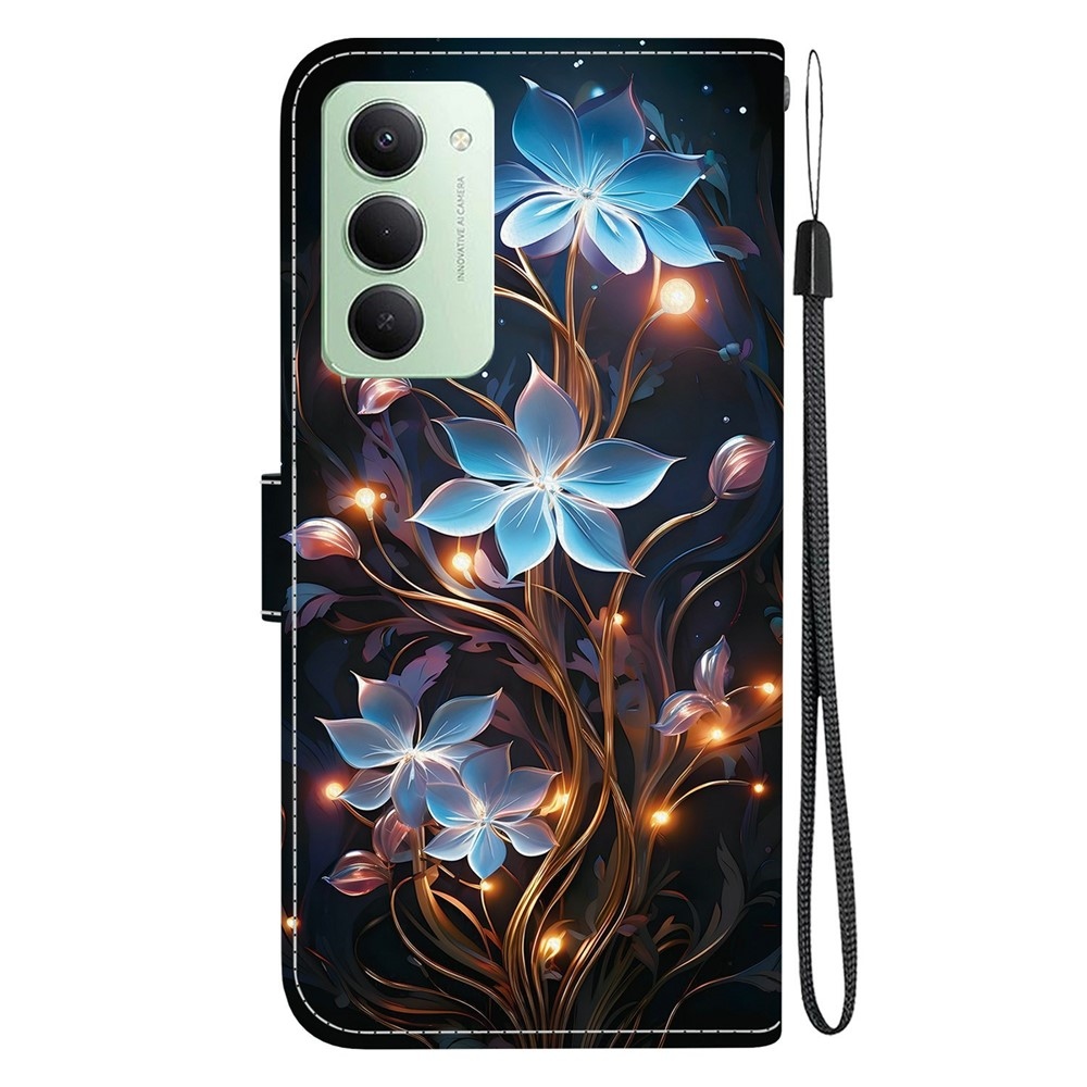 Versatile knížkové pouzdro na Xiaomi Redmi 15 4G (171mm) - modré květy