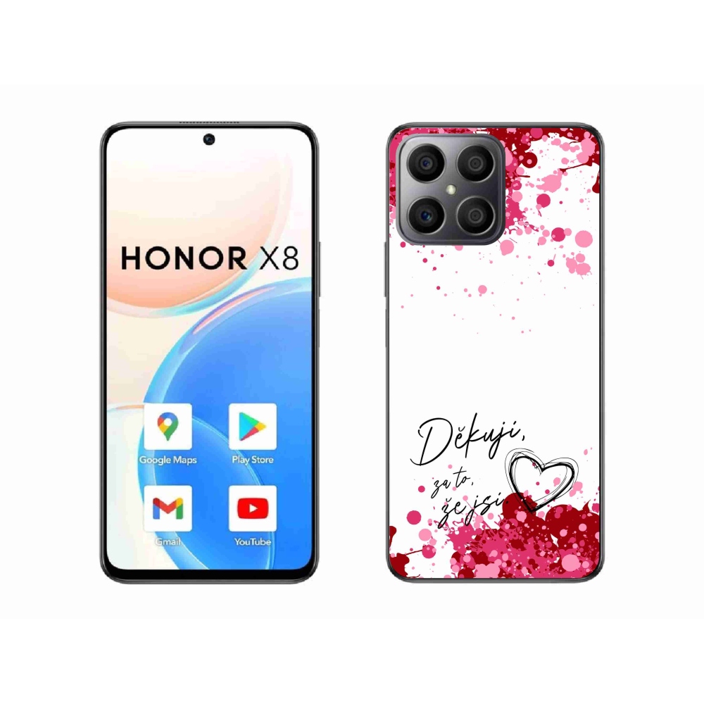 Gelový kryt mmCase na Honor X8 4G - zamilovaný text 2 bílé pozadí