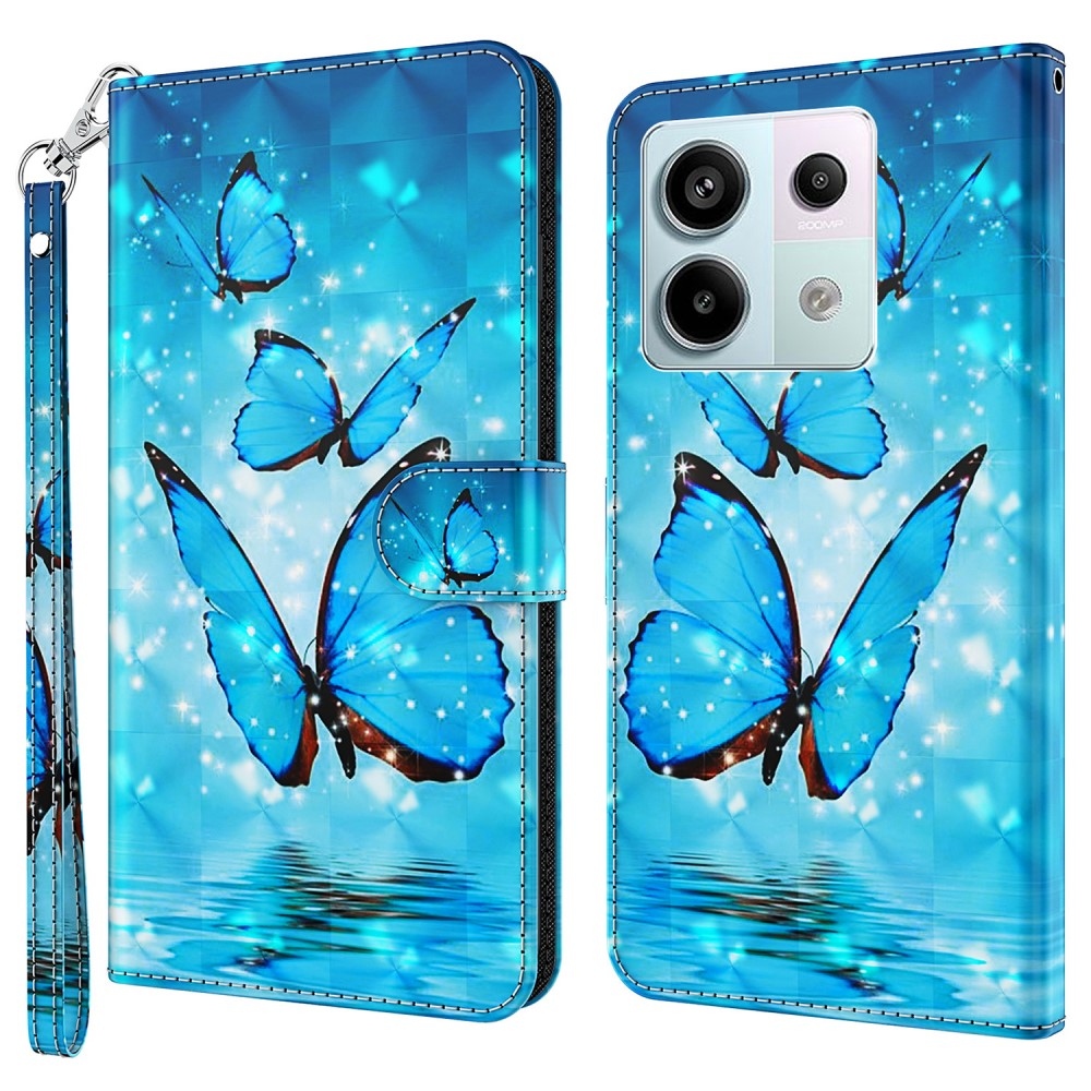 Print knížkové pouzdro na Xiaomi Redmi Note 13 Pro 5G/Poco X6 5G - modří motýli