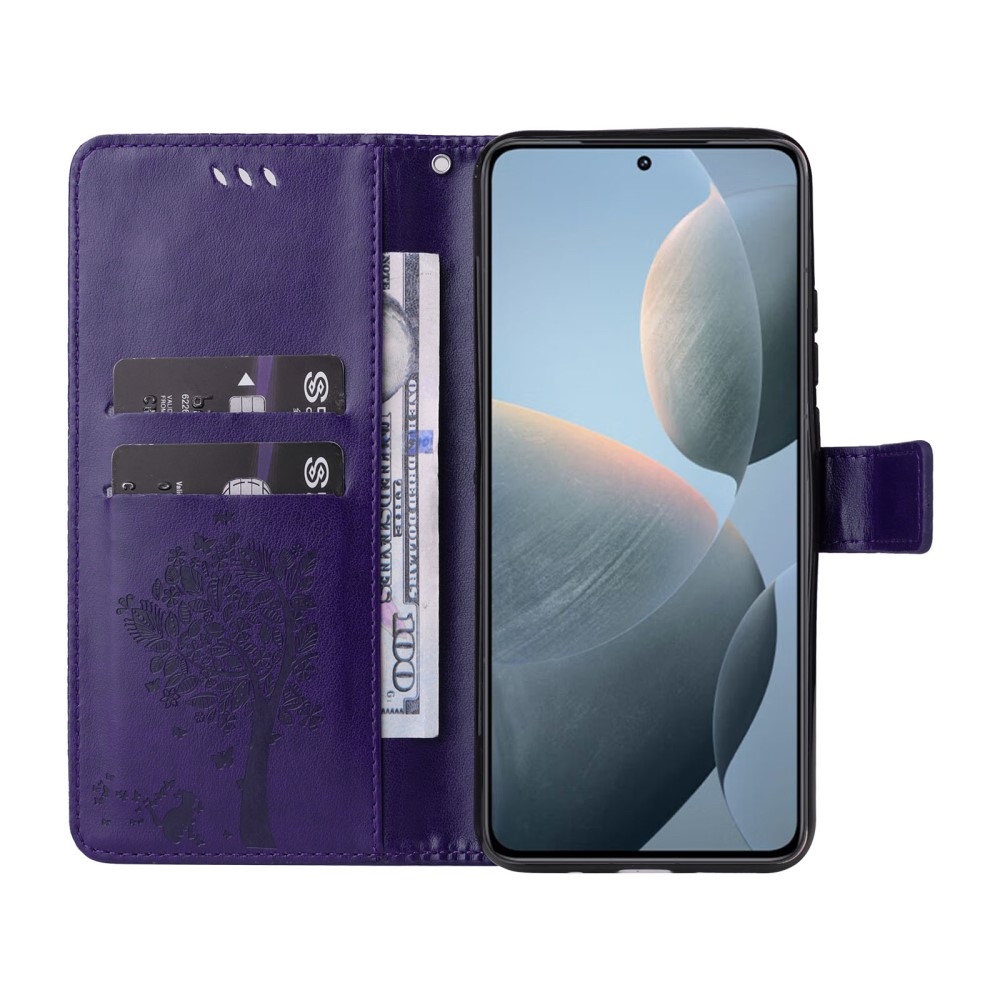 Trees knížkové pouzdro na Xiaomi 14T - tmavěfialové