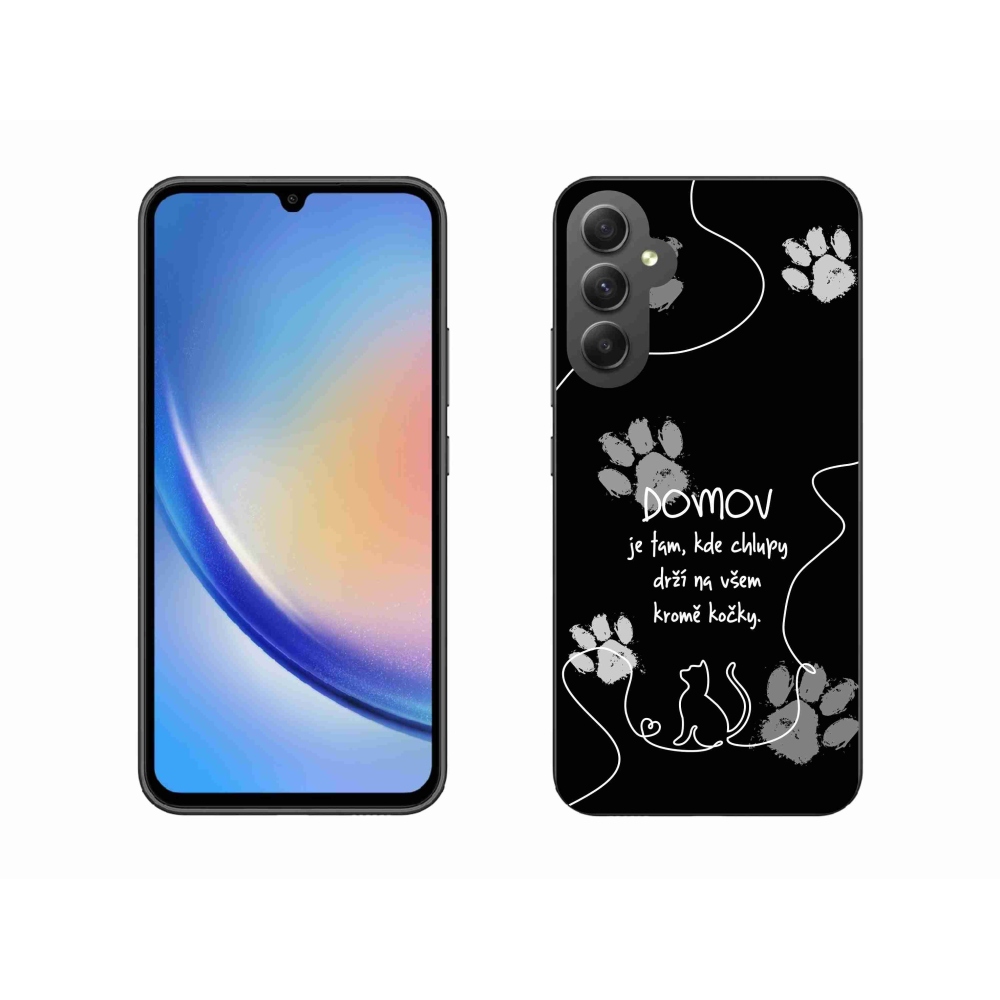 Gelový kryt mmCase na Samsung Galaxy A34 5G - kočičí motiv černé pozadí
