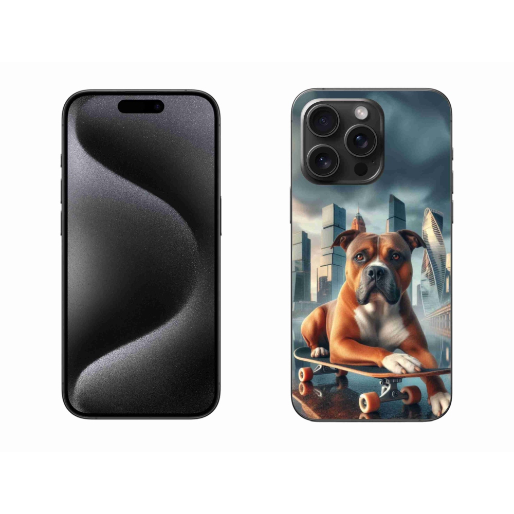 Gelový kryt mmCase na iPhone 15 Pro Max - pes na skateboardu