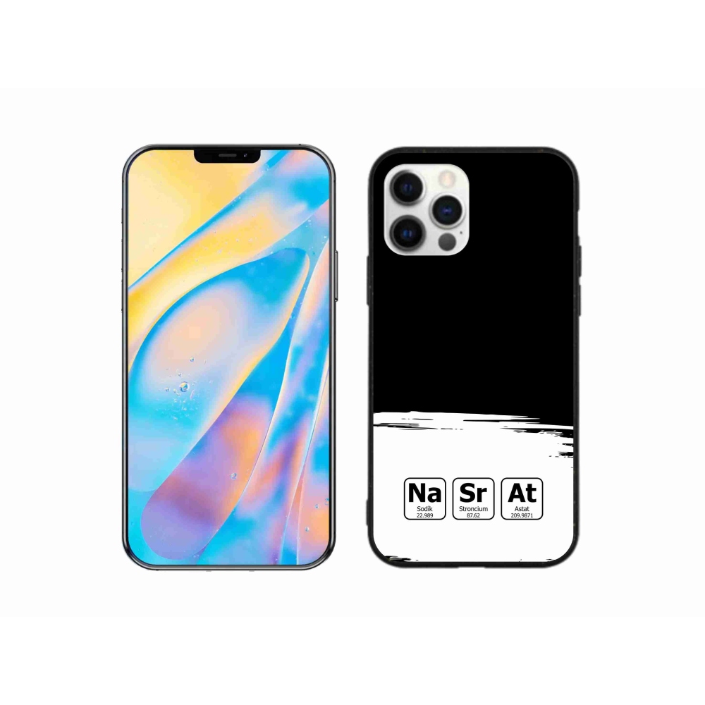 Gelový kryt mmCase na iPhone 12 Pro - chemické prvky bíločerné pozadí