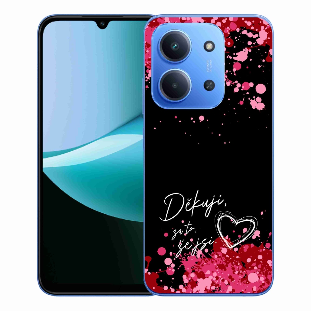 Gelový kryt mmCase na Xiaomi Redmi 15C 4G/5G (173mm) - zamilovaný text 2 černé pozadí