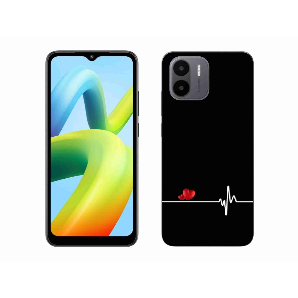 Gelový kryt mmCase na Xiaomi Redmi A1 - srdce a tep černé pozadí