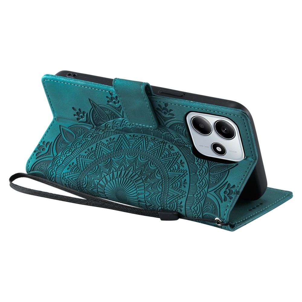 Mandalas knížkové pouzdro na Xiaomi Redmi Note 14 - zelené