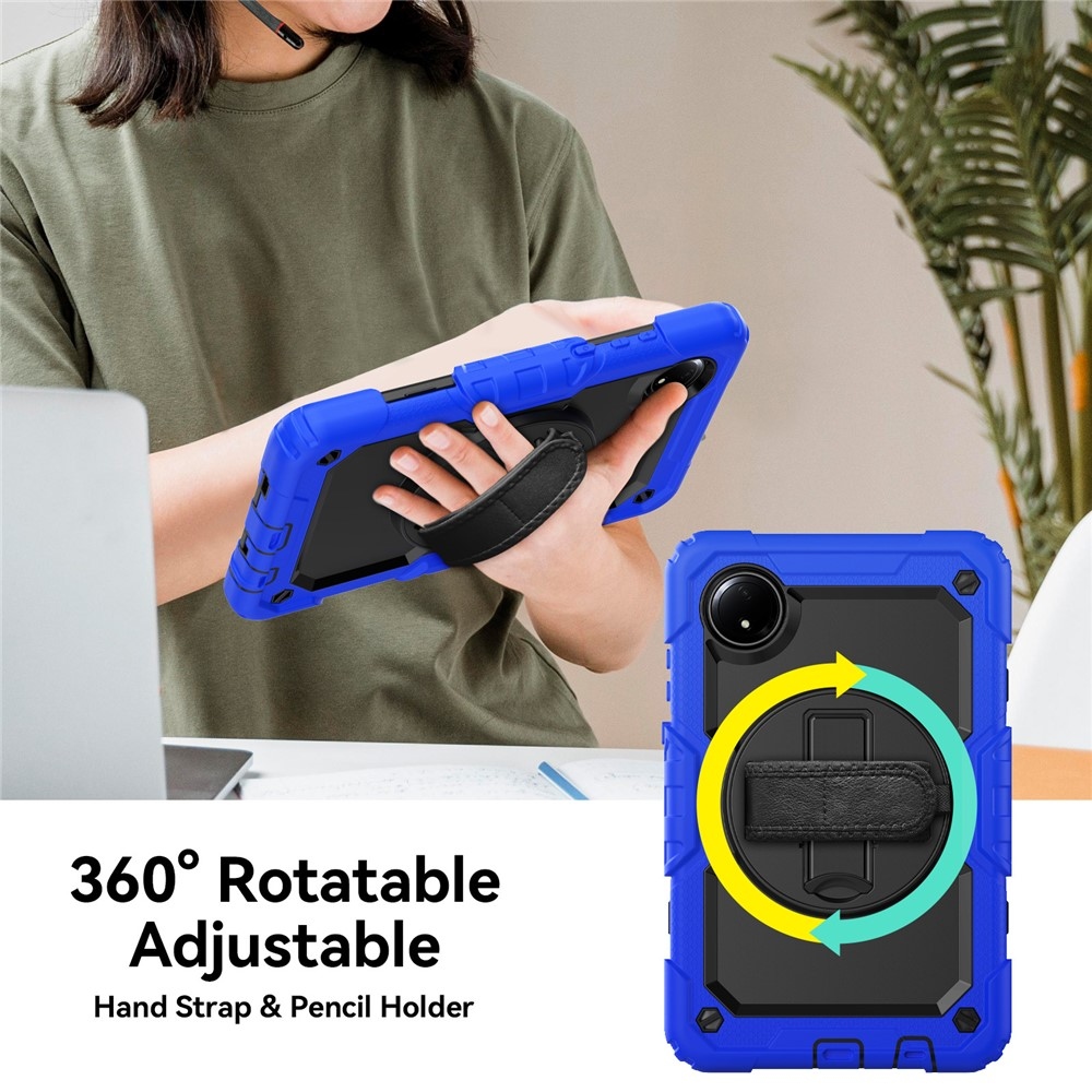 Strap odolný kryt s držákem na ruku a ramenním popruhem na Xiaomi Redmi Pad SE 8.7 - tmavěmodrý