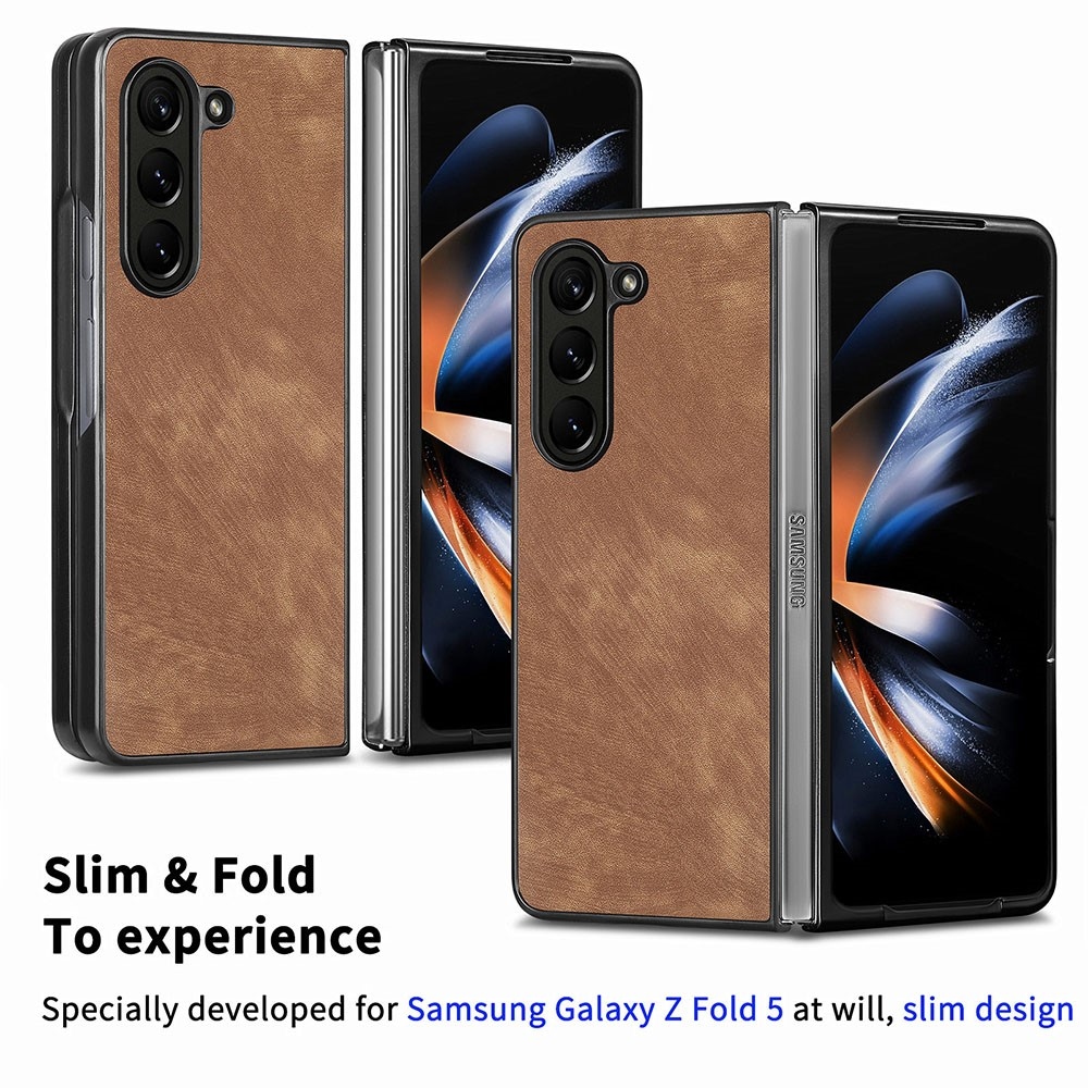 Vintage plastové pouzdro na Samsung Galaxy Z Fold5 5G - hnědé
