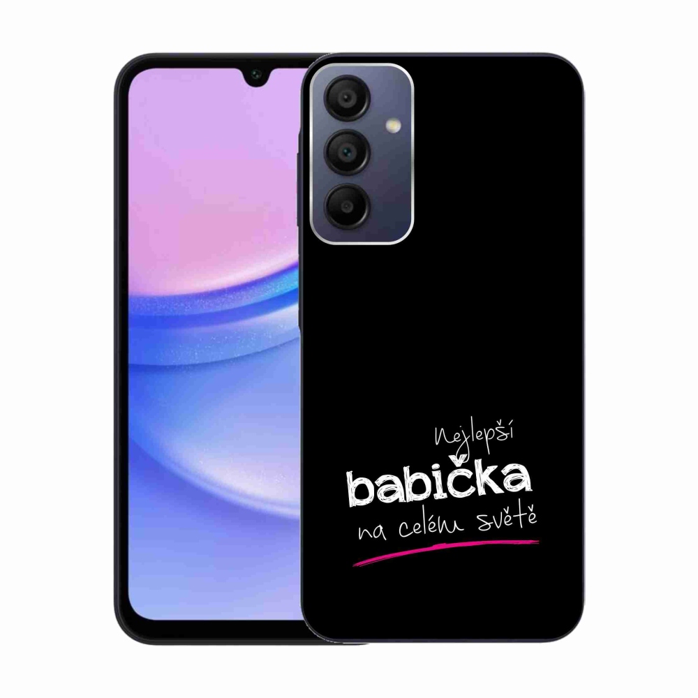 Gelový kryt mmCase na Samsung Galaxy A15 4G/5G - nejlepší babička 4 černé pozadí