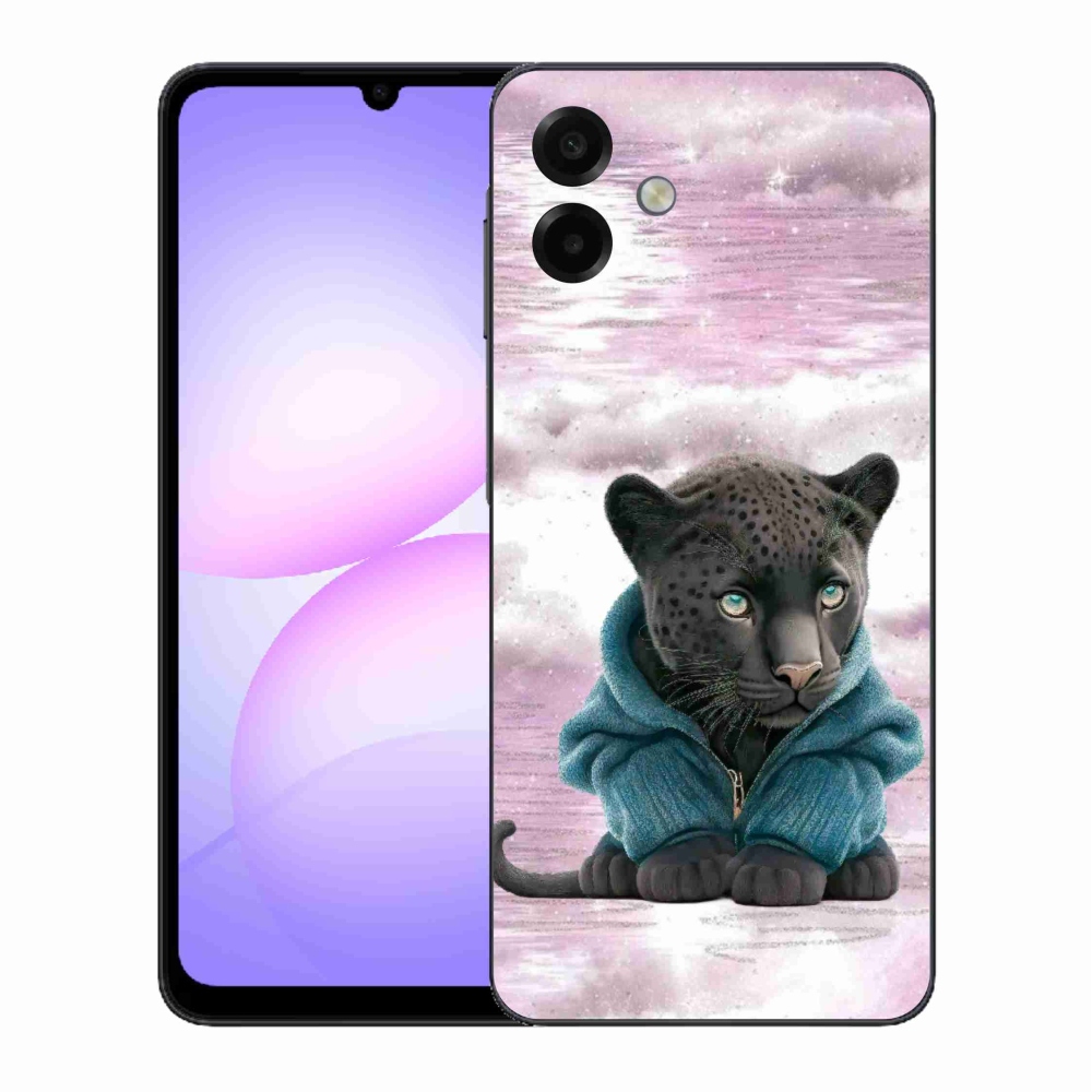 Gelový kryt mmCase na Samsung Galaxy A07 4G - černý panter ve svetru