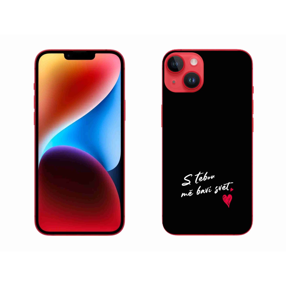 Gelový kryt mmCase na iPhone 14 Plus - zamilovaný text 1 černé pozadí