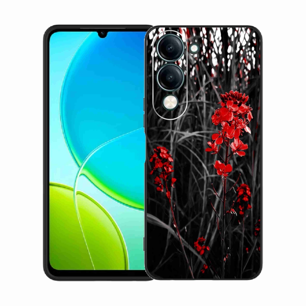 Gelový kryt mmCase na Vivo Y29s 5G - červená rostlina