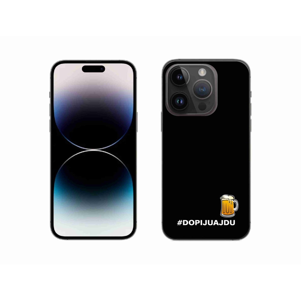 Gelový kryt mmCase na iPhone 14 Pro 6.1 - pivní motiv 1 černé pozadí