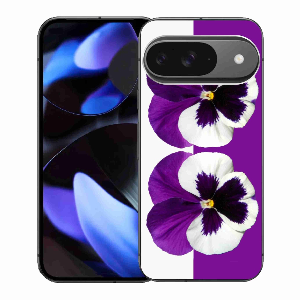 Gelový kryt mmCase na Google Pixel 9/9 Pro - fialovobílý květ