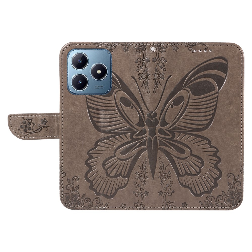 Floral Butterfly knížkové pouzdro na Realme C61/C63 - šedé