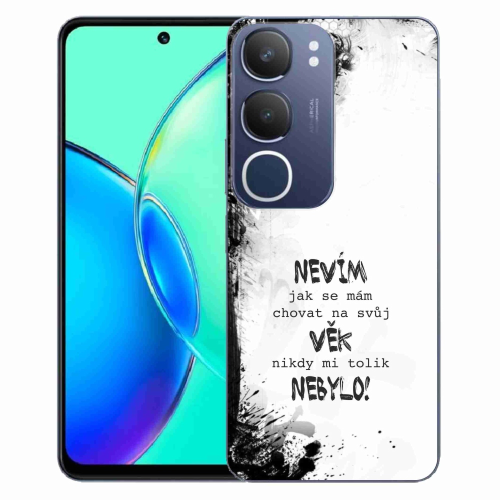 Gelový kryt mmCase na Vivo Y19s - vtipný text 14 bílé pozadí