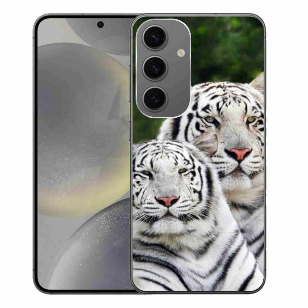 Gelový obal mmCase na Samsung Galaxy S24+ - bílí tygři