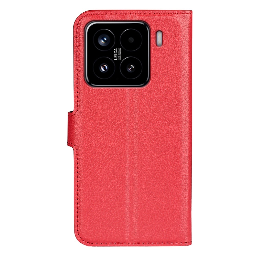 Litchi knížkové pouzdro na Xiaomi 15 - červené