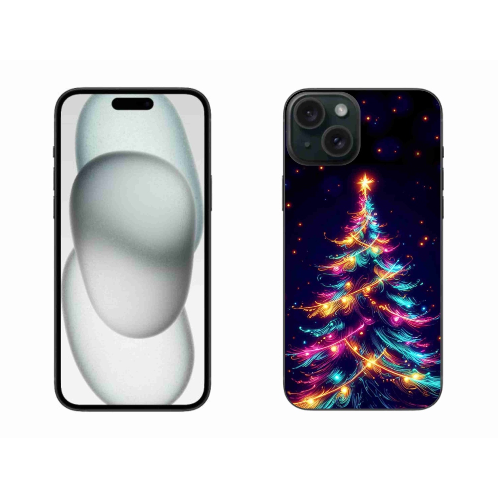 Gelový kryt mmCase na iPhone 15 Plus - neonový vánoční stromek