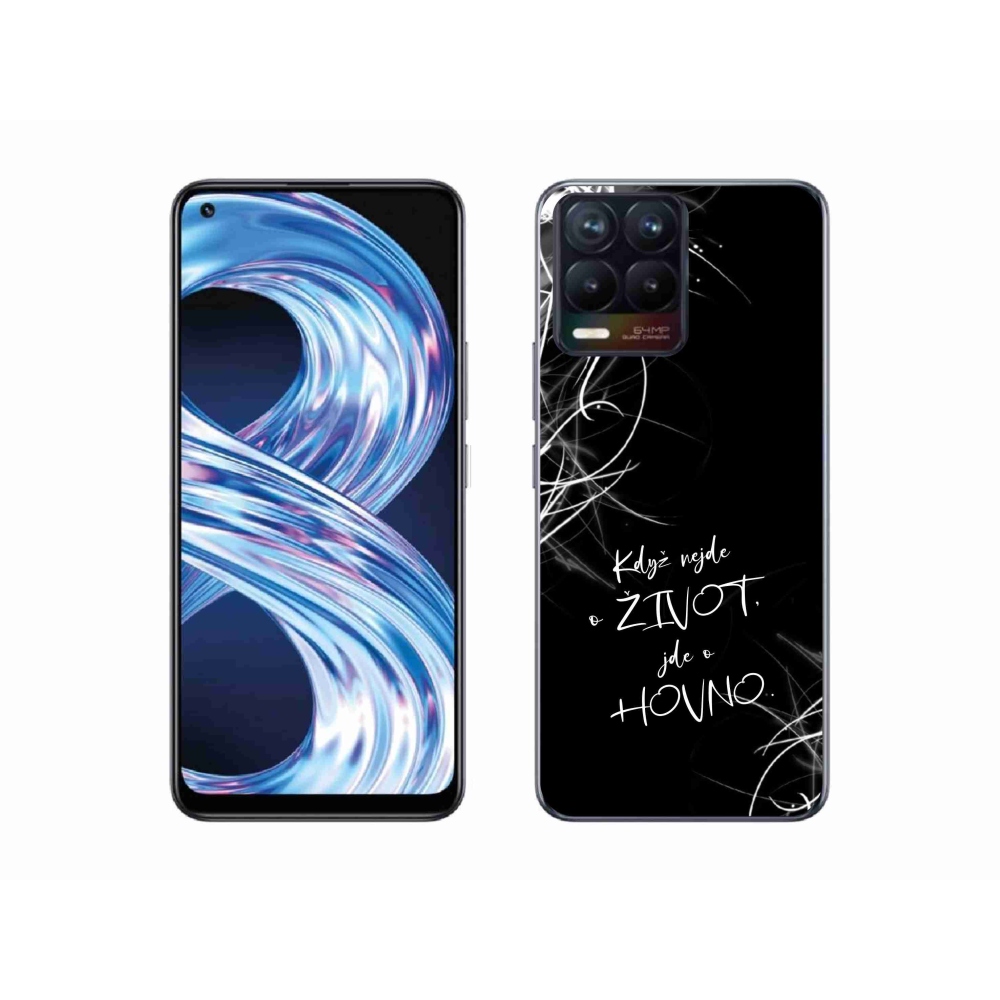 Gelový kryt mmCase na Realme 8 4G - vtipný text 16 černé pozadí