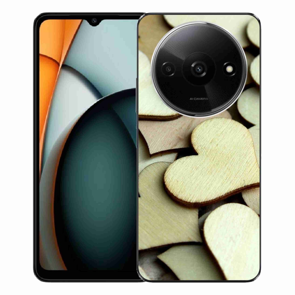 Gelový kryt mmCase na Xiaomi Redmi A3 - dřevěná srdíčka