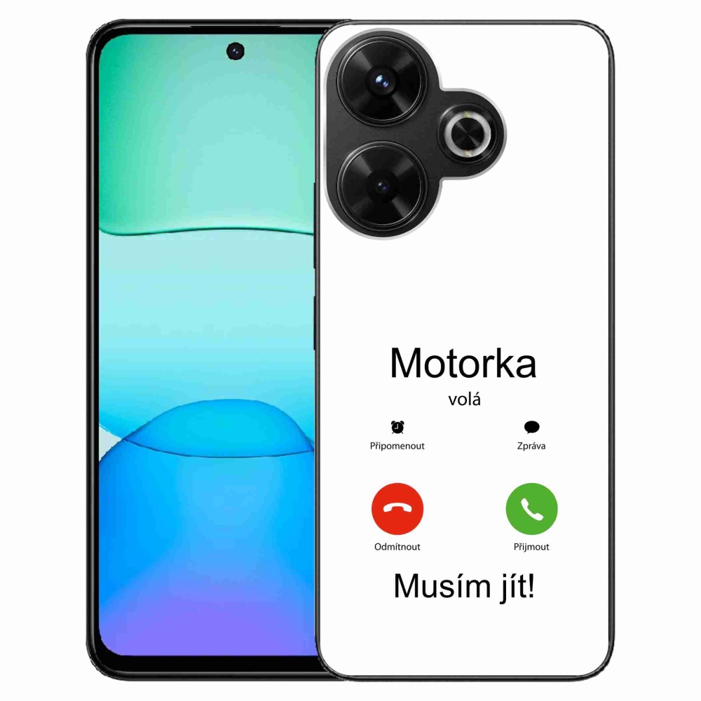 Gelový kryt mmCase na Xiaomi Redmi 13 4G/Poco M6 4G  - motorka volá bílé pozadí