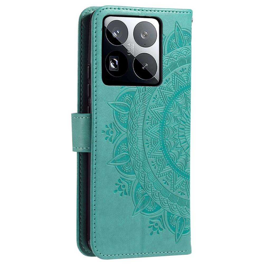 Mandala knížkové pouzdro na Xiaomi 15 Pro - modrozelené